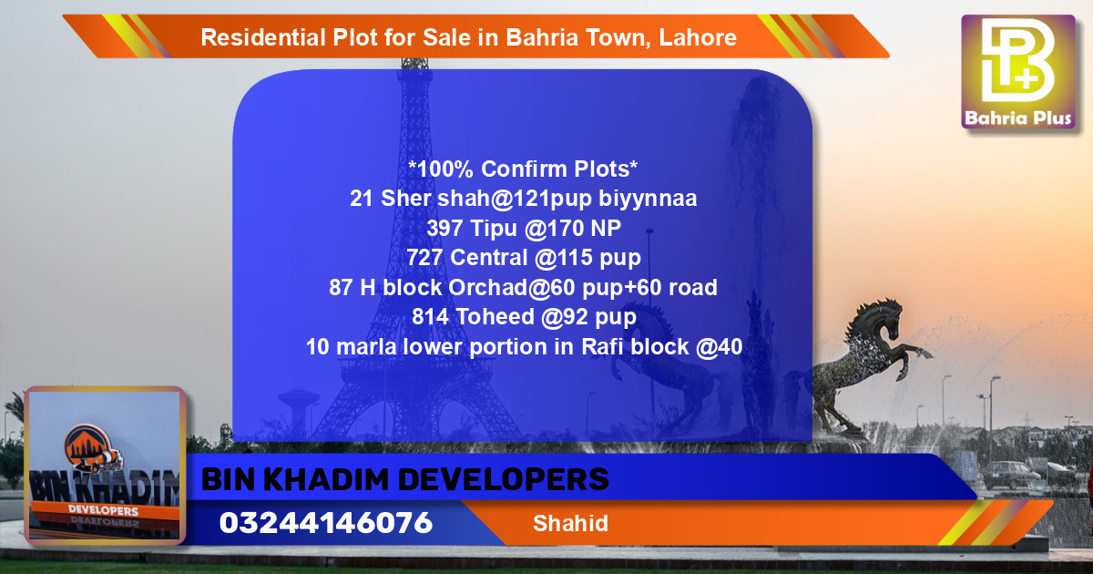 Residential Plot for Sale in Bahria Town, Lahore - (BP-95979)