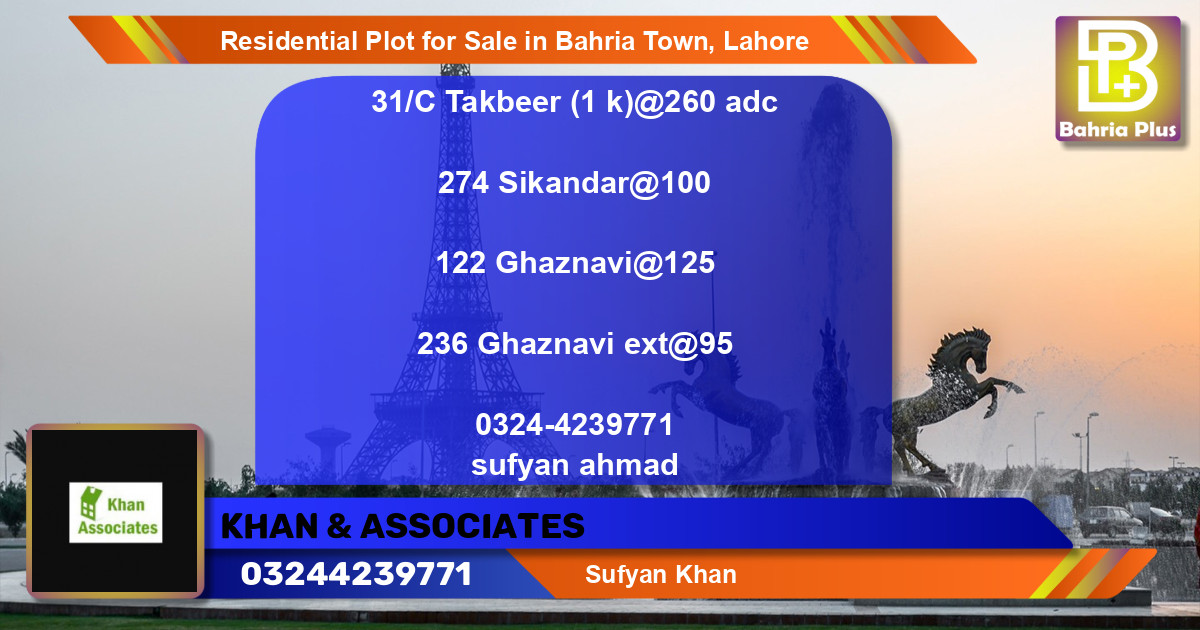 Residential Plot for Sale in Bahria Town, Lahore - (BP-95985)