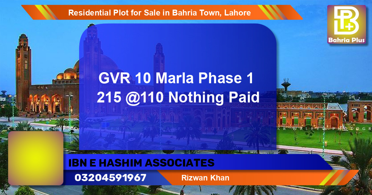 Residential Plot for Sale in Bahria Town, Lahore - (BP-95988)