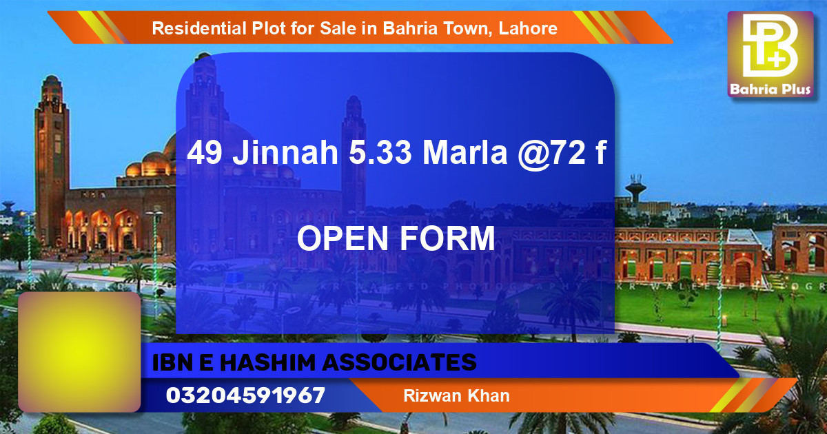 Residential Plot for Sale in Bahria Town, Lahore - (BP-95989)