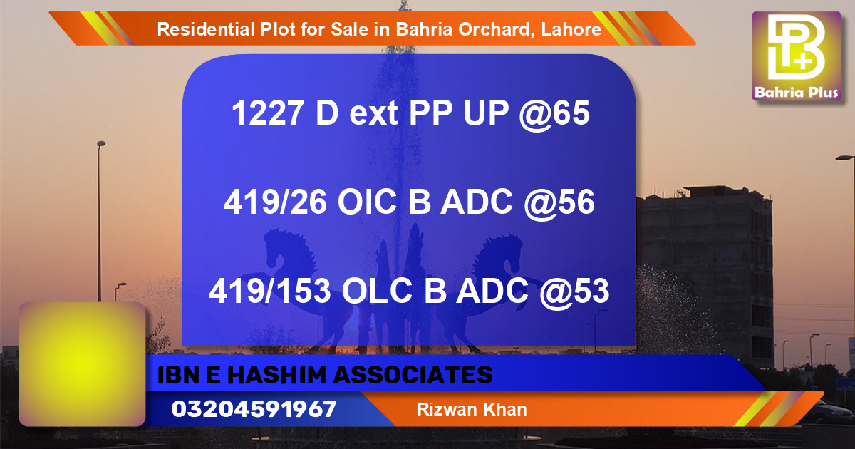 Residential Plot for Sale in Bahria Orchard, Lahore - (BP-95992)
