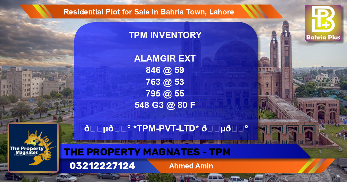 Residential Plot for Sale in Bahria Town, Lahore - (BP-96013)