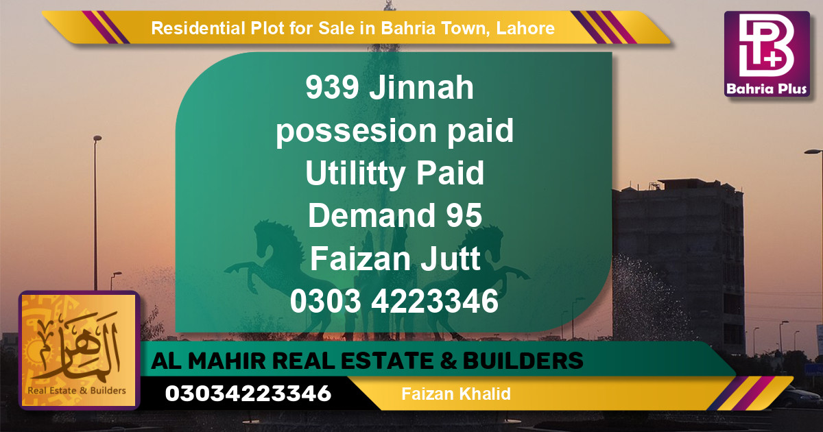Residential Plot for Sale in Bahria Town, Lahore - (BP-96016)