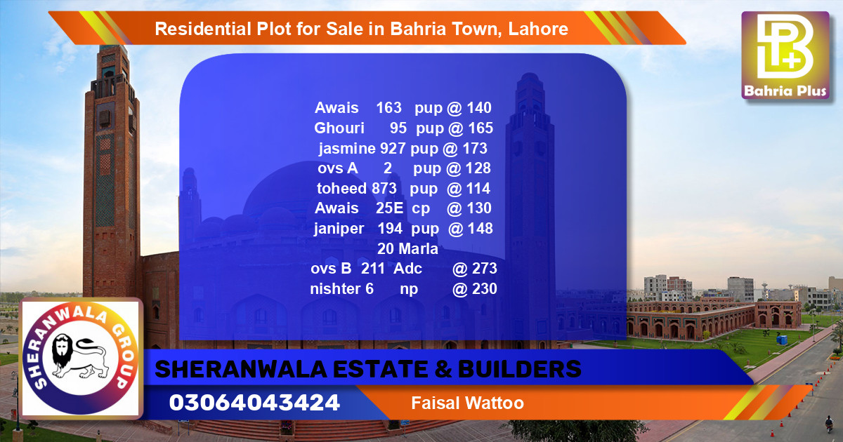 Residential Plot for Sale in Bahria Town, Lahore - (BP-96017)