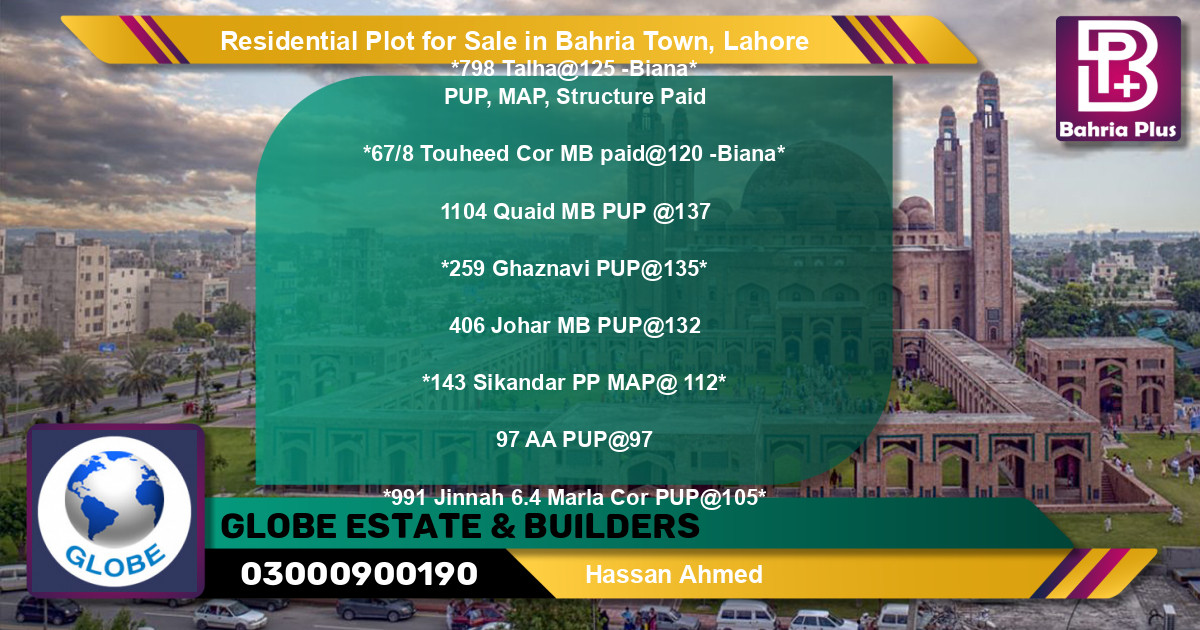 Residential Plot for Sale in Bahria Town, Lahore - (BP-96023)