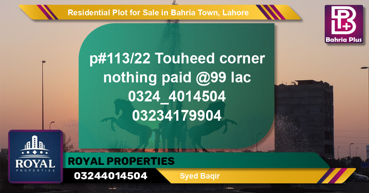 Residential Plot for Sale in Bahria Town, Lahore - (BP-96032)