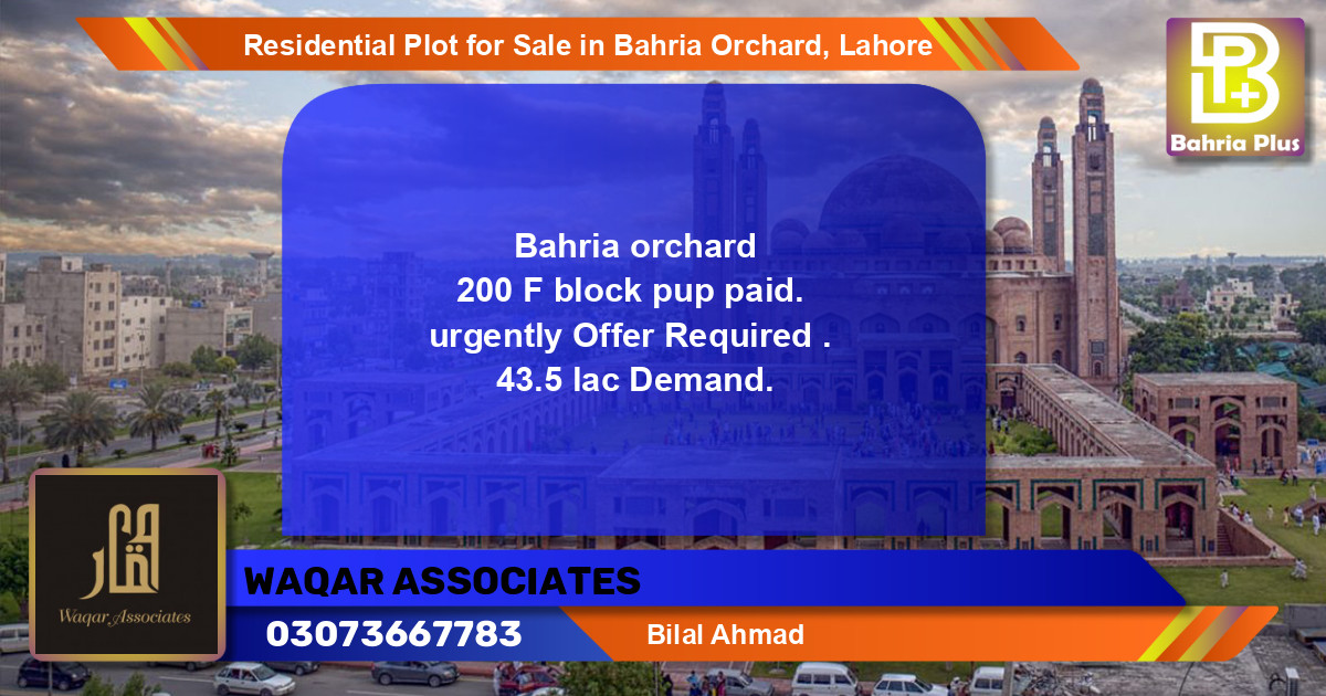 Residential Plot for Sale in Bahria Orchard, Lahore - (BP-96044)