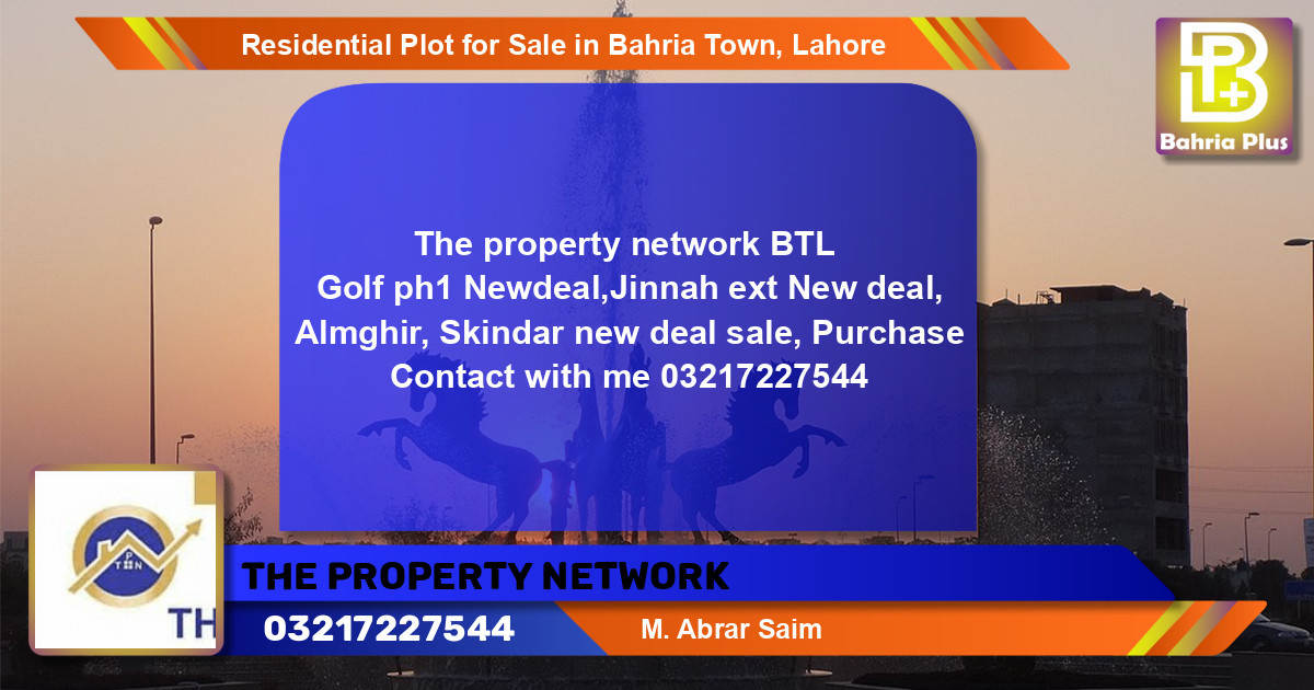 Residential Plot for Sale in Bahria Town, Lahore - (BP-96045)