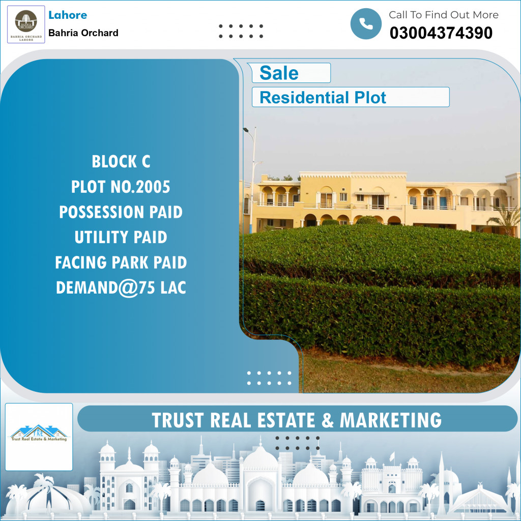 Residential Plot for Sale in Bahria Orchard, Lahore - (BP-96055)