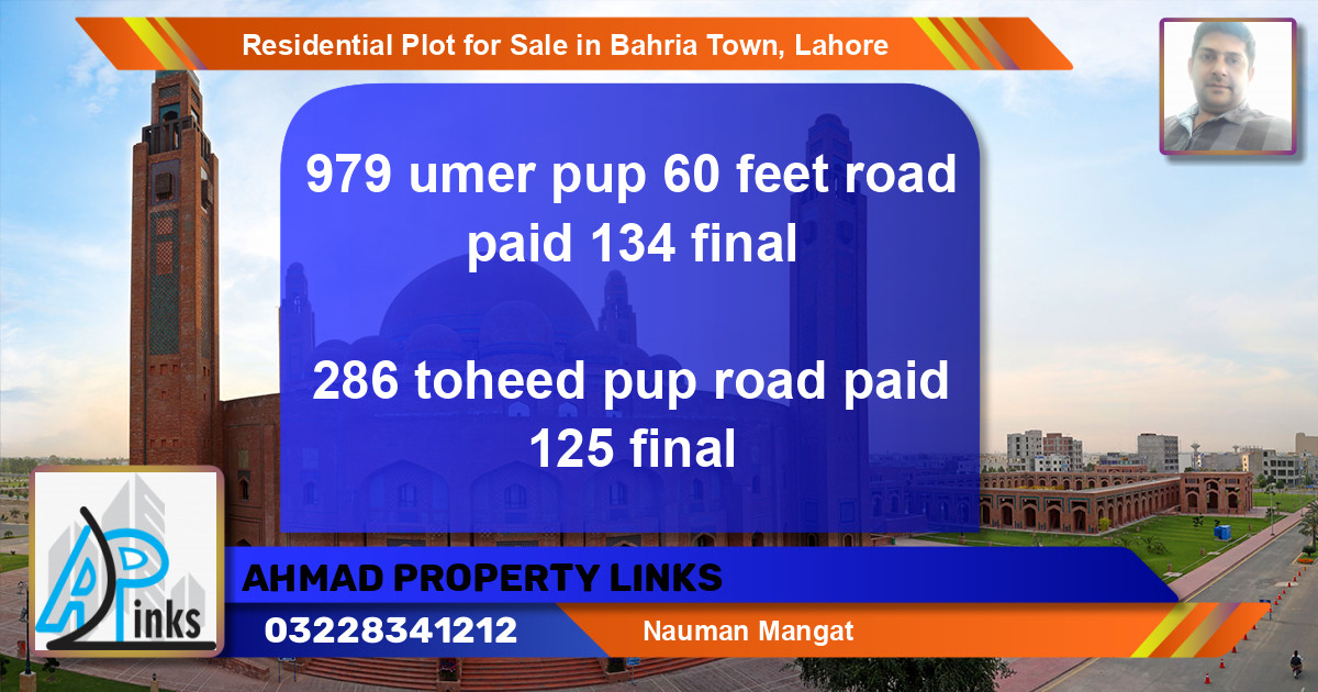 Residential Plot for Sale in Bahria Town, Lahore - (BP-96058)