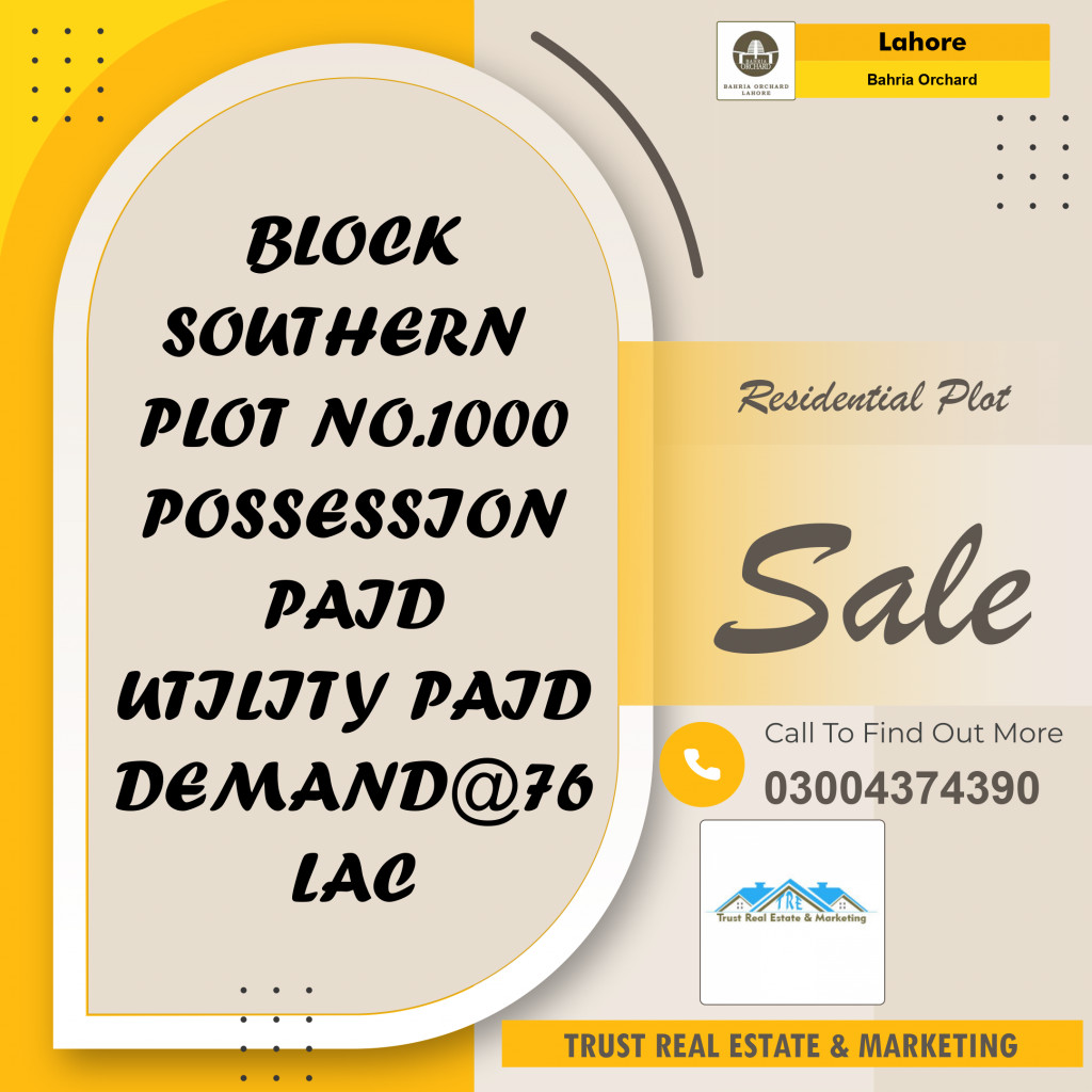 Residential Plot for Sale in Bahria Orchard, Lahore - (BP-96063)