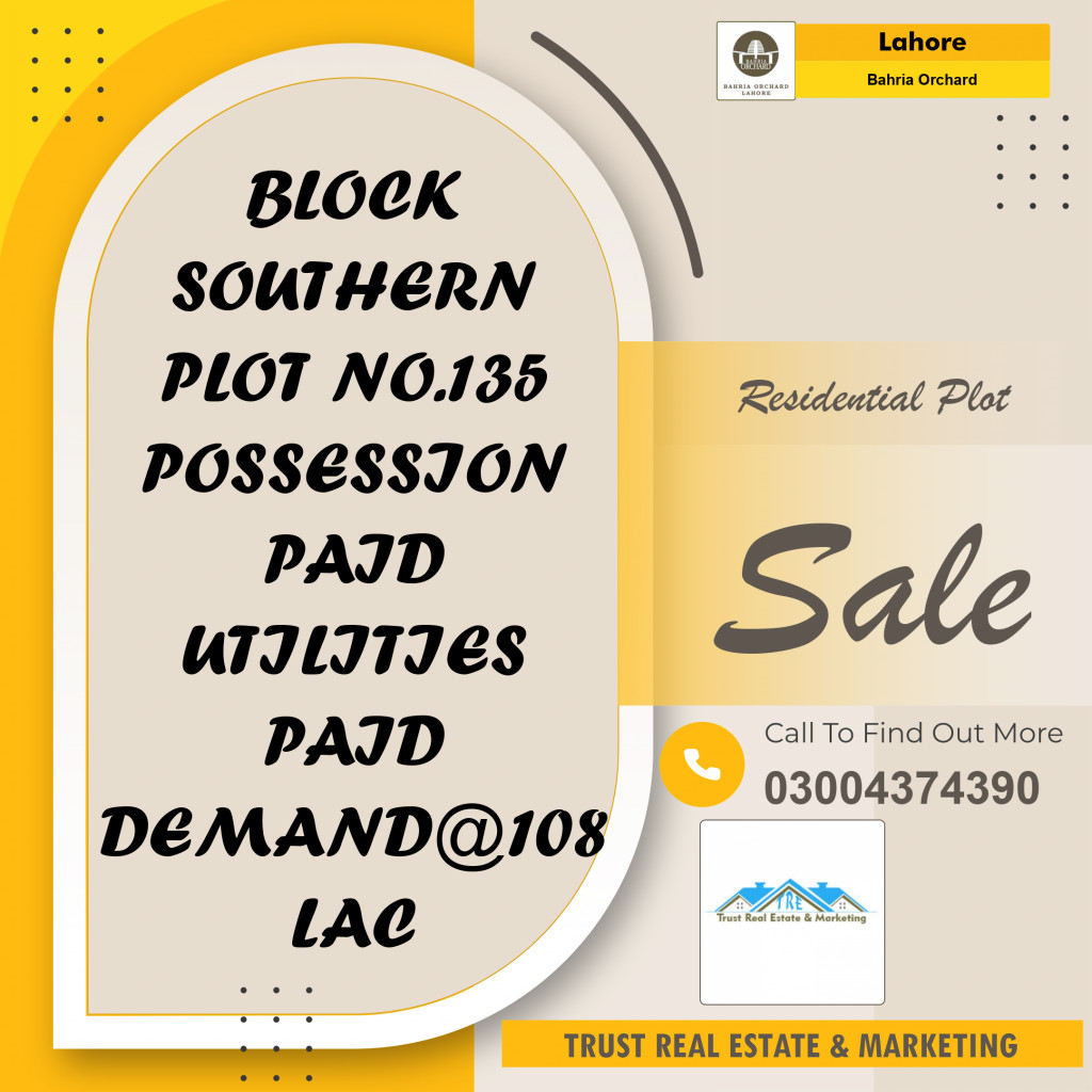 Residential Plot for Sale in Bahria Orchard, Lahore - (BP-96064)