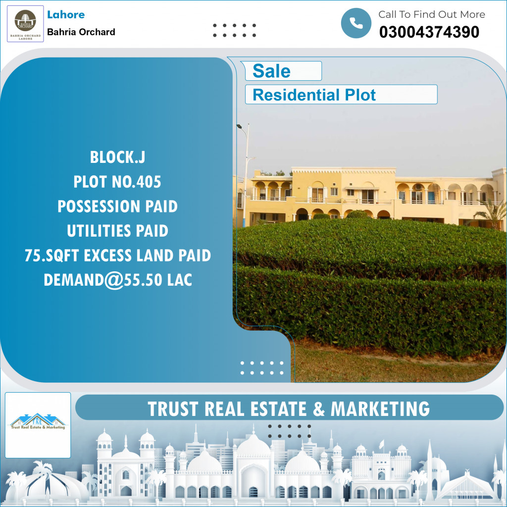 Residential Plot for Sale in Bahria Orchard, Lahore - (BP-96078)