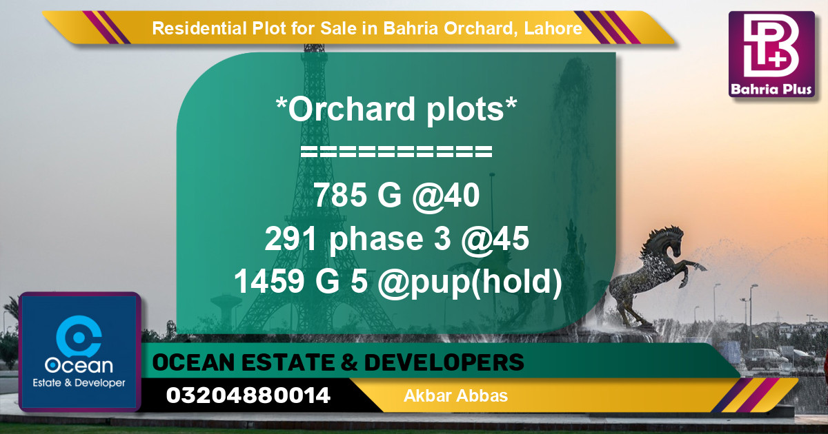 Residential Plot for Sale in Bahria Orchard, Lahore - (BP-96088)