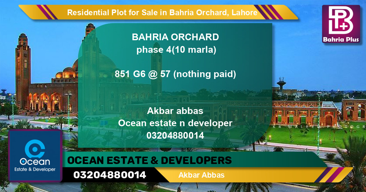 Residential Plot for Sale in Bahria Orchard, Lahore - (BP-96098)