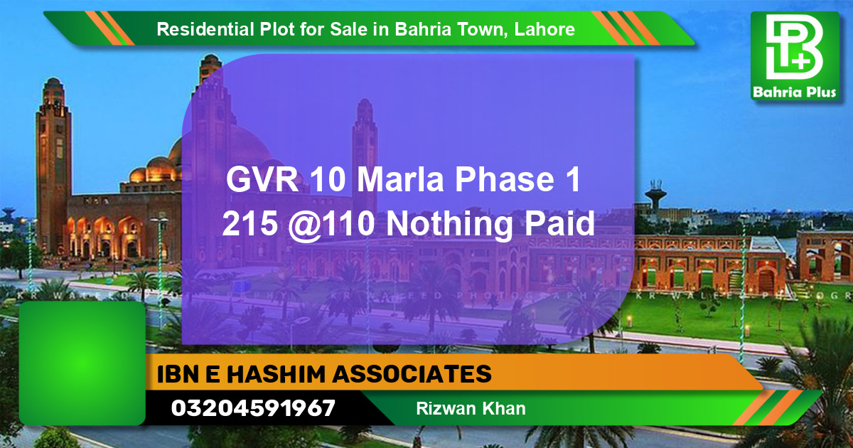 Residential Plot for Sale in Bahria Town, Lahore - (BP-96120)