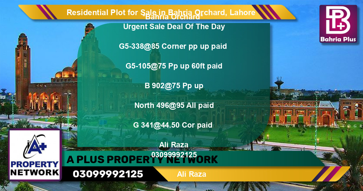 Residential Plot for Sale in Bahria Orchard, Lahore - (BP-96128)