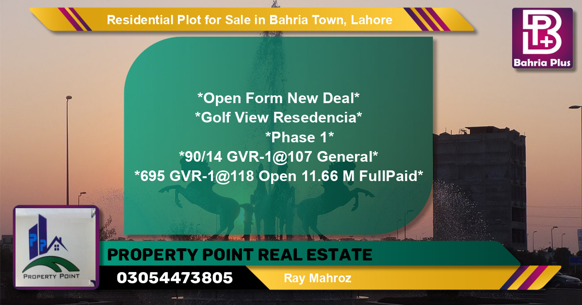 Residential Plot for Sale in Bahria Town, Lahore - (BP-96146)