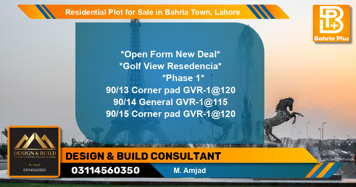 Residential Plot for Sale in Bahria Town, Lahore - (BP-96148)