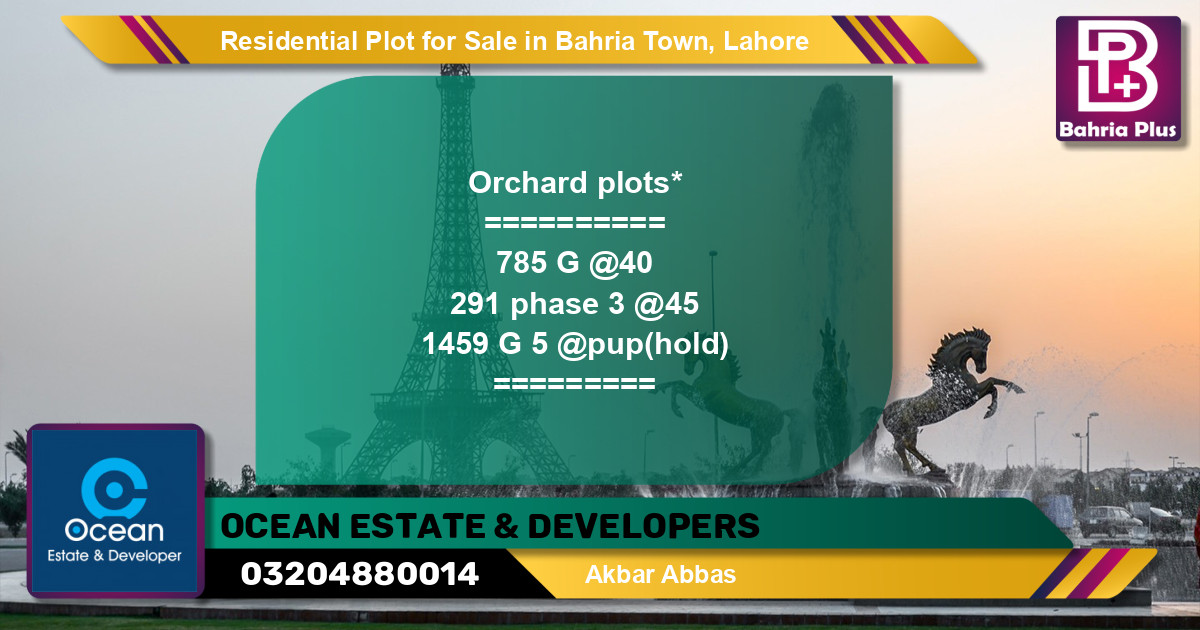 Residential Plot for Sale in Bahria Town, Lahore - (BP-96159)
