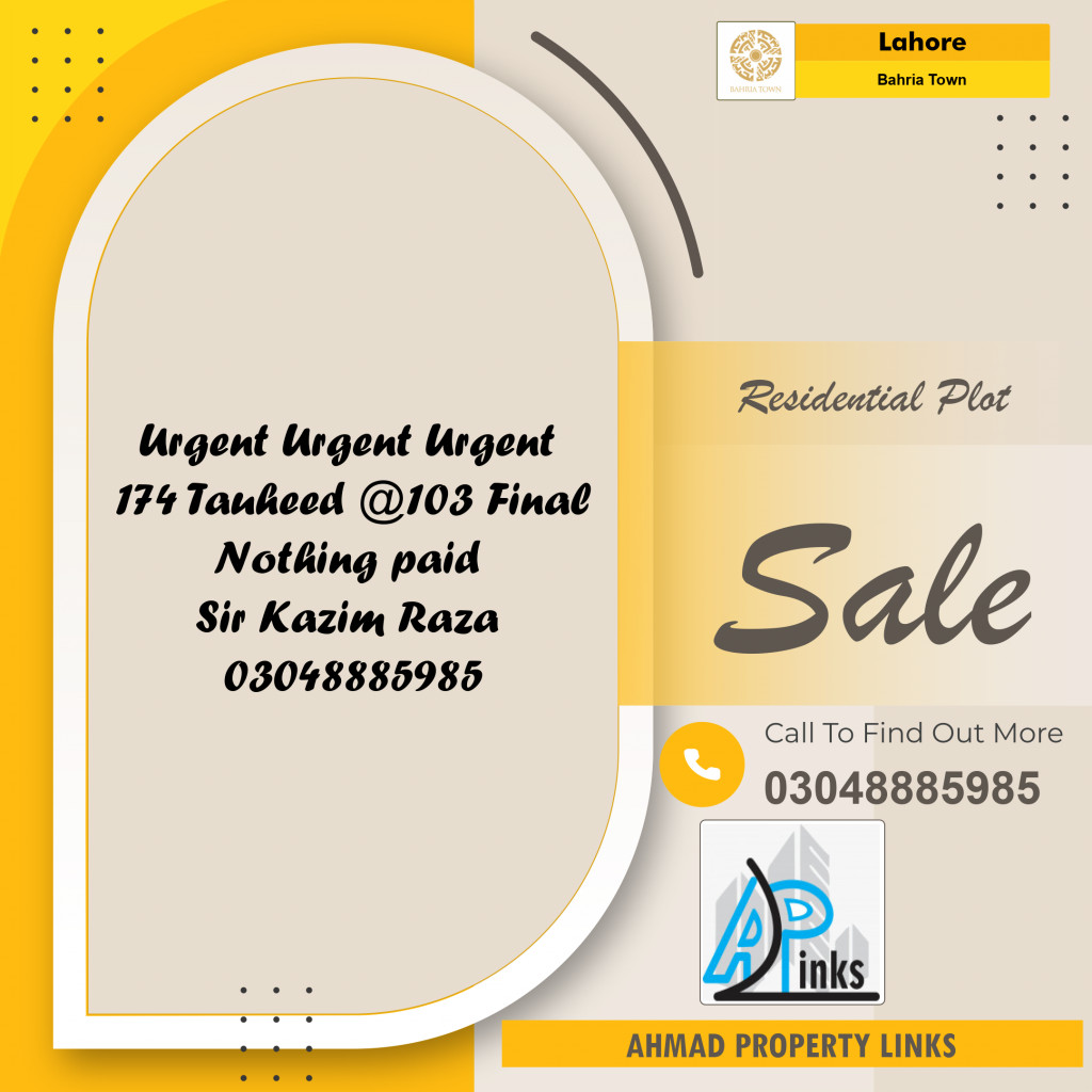 Residential Plot for Sale in Bahria Town, Lahore - (BP-96163)