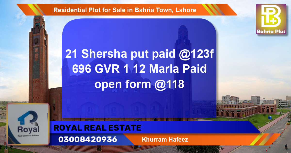 Residential Plot for Sale in Bahria Town, Lahore - (BP-96167)