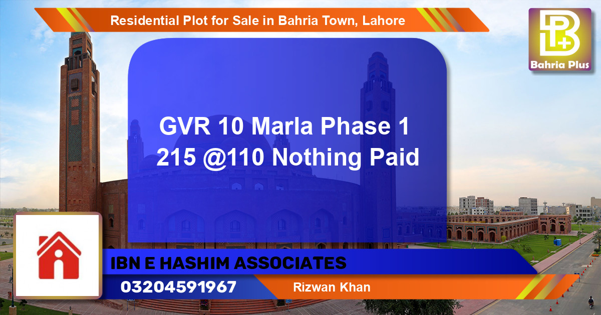 Residential Plot for Sale in Bahria Town, Lahore - (BP-96182)