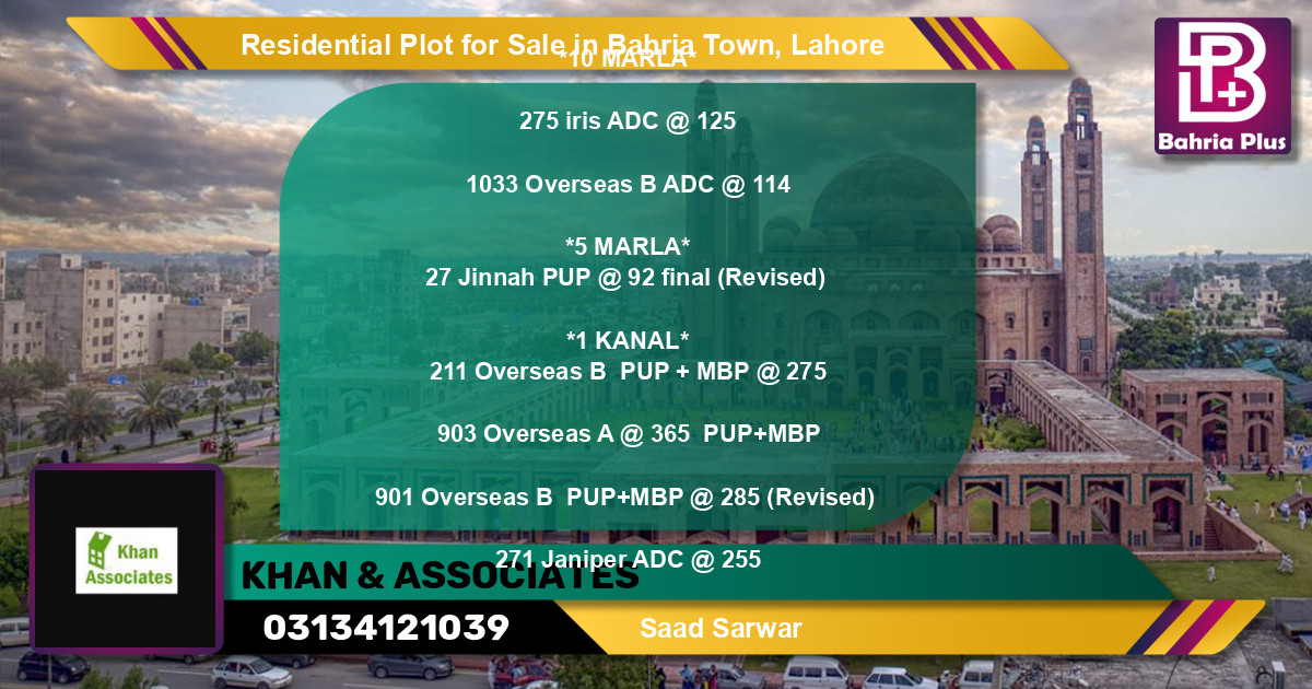 Residential Plot for Sale in Bahria Town, Lahore - (BP-96191)