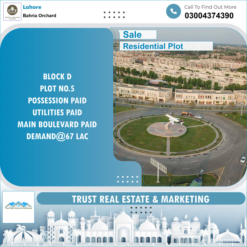 Residential Plot for Sale in Bahria Orchard, Lahore - (BP-96192)