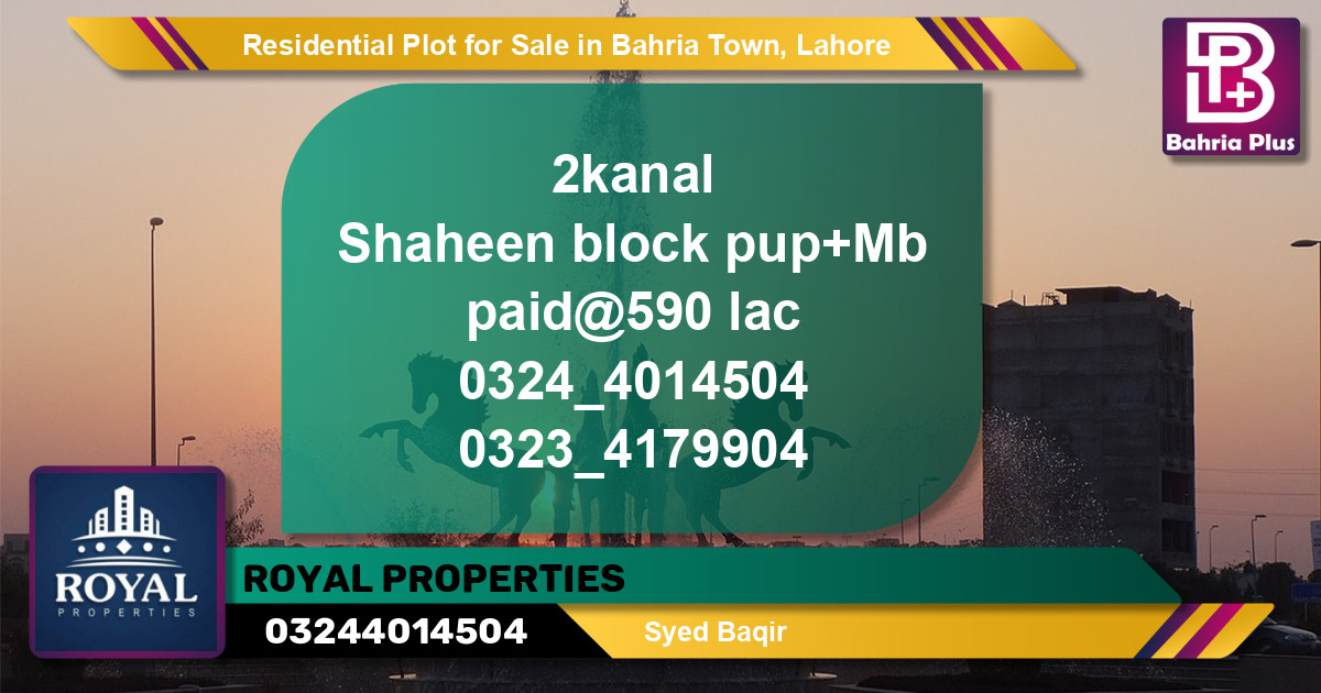 Residential Plot for Sale in Bahria Town, Lahore - (BP-96202)