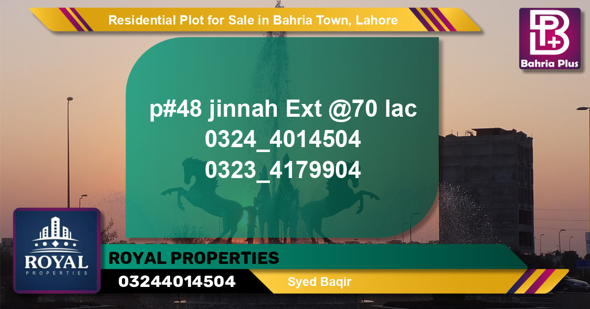 Residential Plot for Sale in Bahria Town, Lahore - (BP-96203)