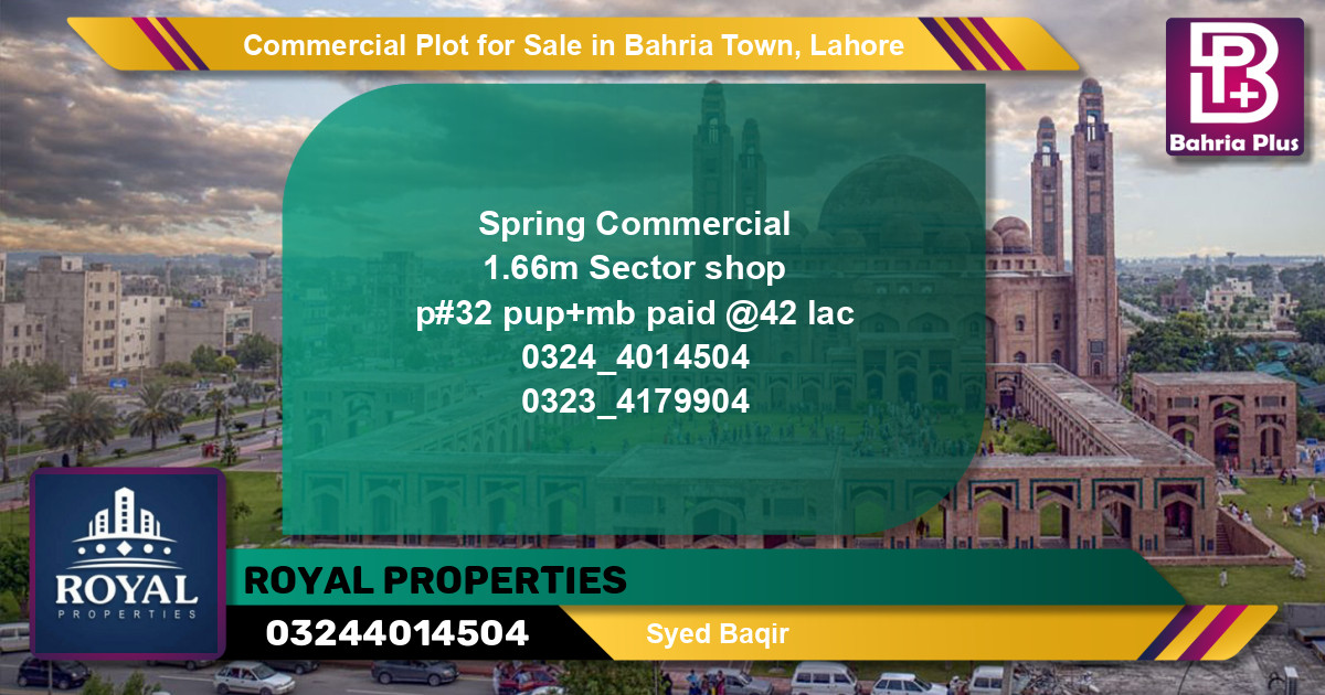 Commercial Plot for Sale in Bahria Town, Lahore - (BP-96206)