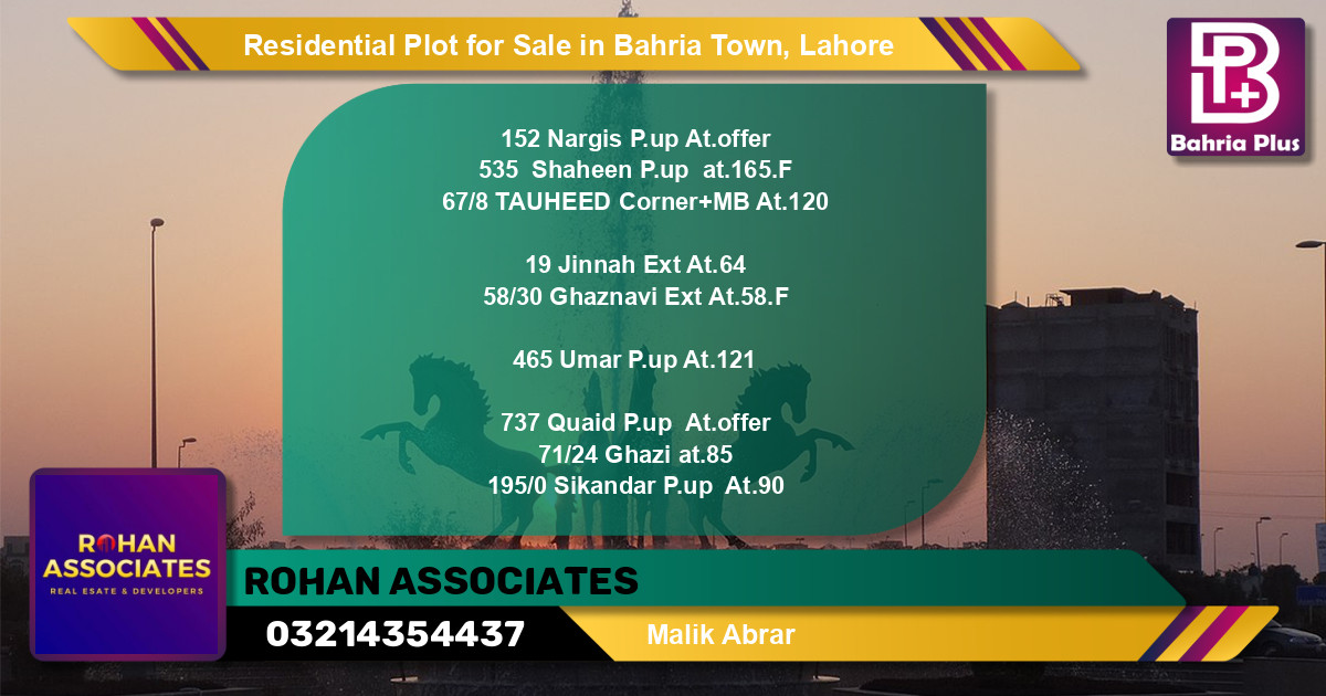 Residential Plot for Sale in Bahria Town, Lahore - (BP-96215)