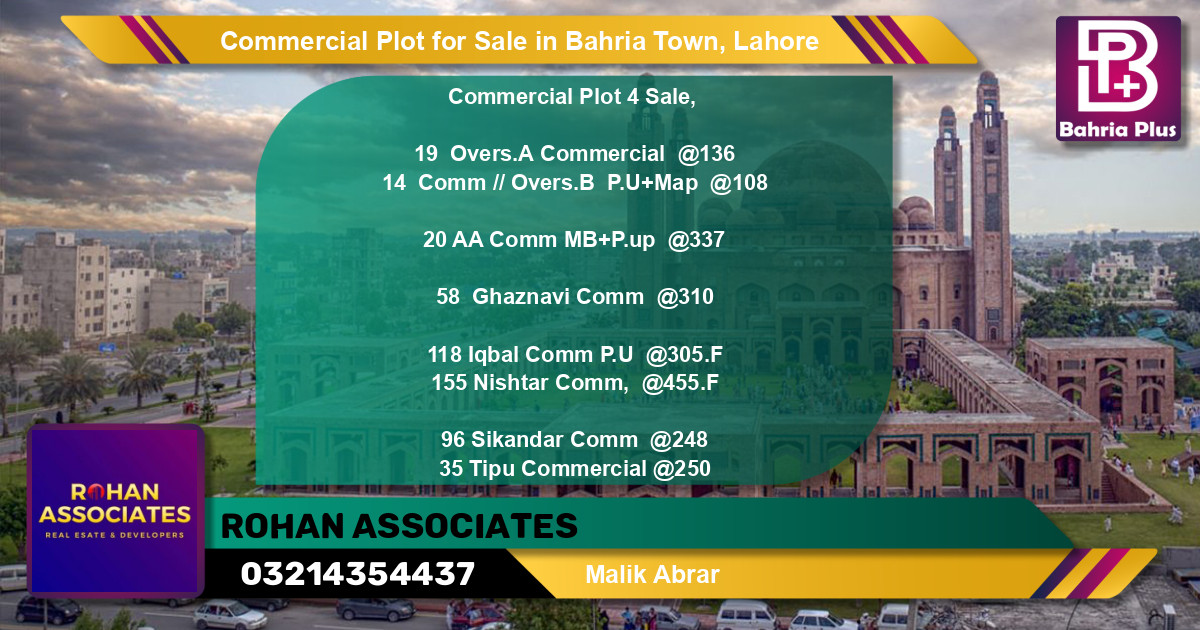 Commercial Plot for Sale in Bahria Town, Lahore - (BP-96219)
