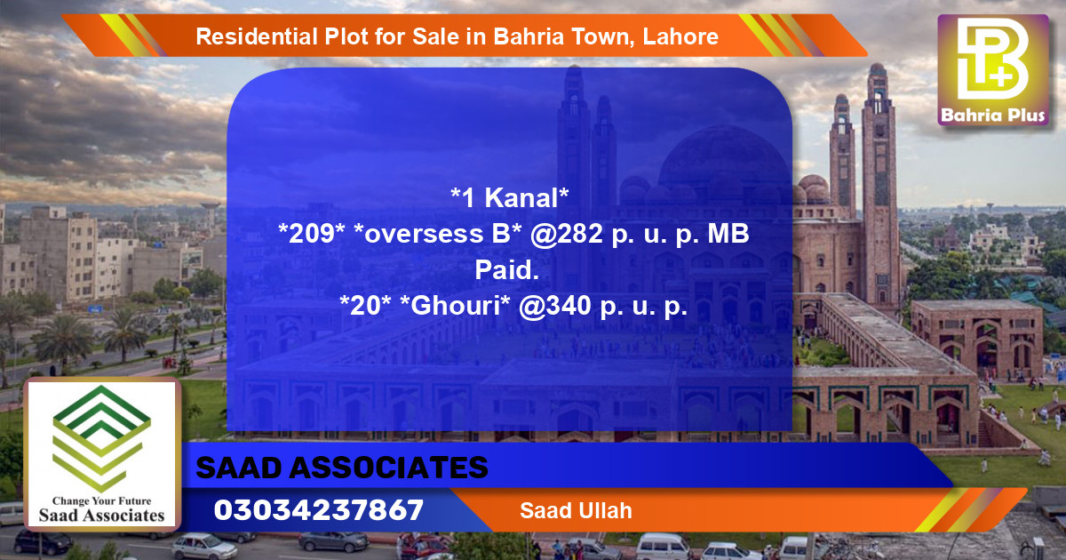 Residential Plot for Sale in Bahria Town, Lahore - (BP-96223)