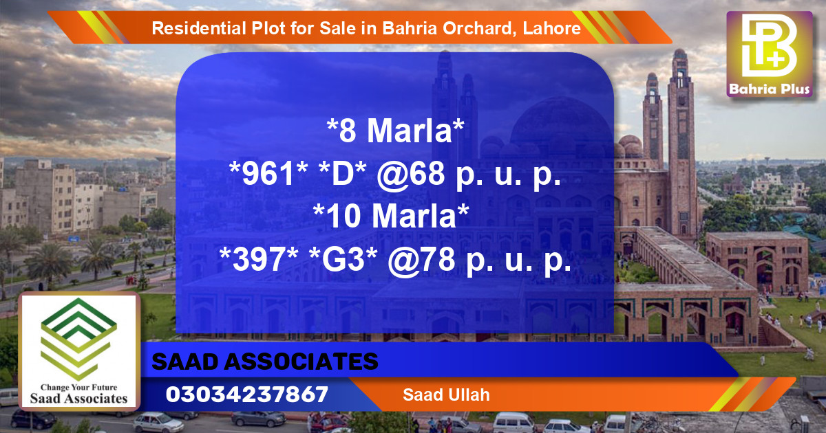 Residential Plot for Sale in Bahria Orchard, Lahore - (BP-96229)