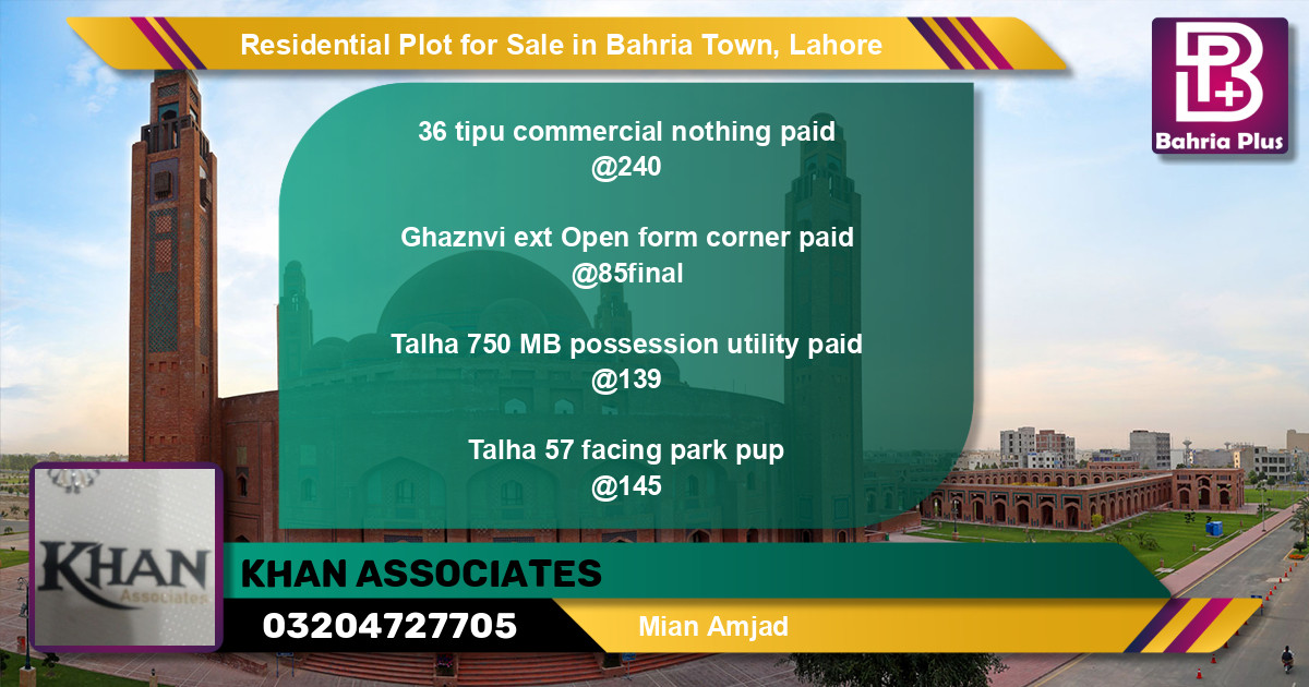 Residential Plot for Sale in Bahria Town, Lahore - (BP-96232)