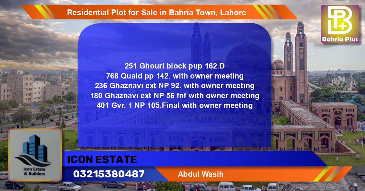 Residential Plot for Sale in Bahria Town, Lahore - (BP-96236)