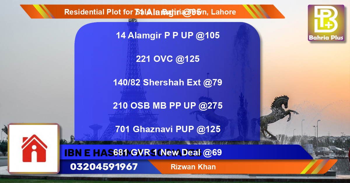 Residential Plot for Sale in Bahria Town, Lahore - (BP-96241)