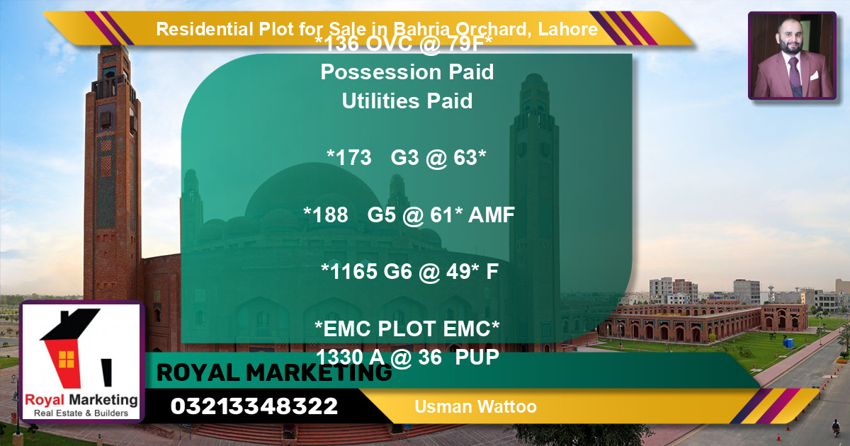Residential Plot for Sale in Bahria Orchard, Lahore - (BP-96263)