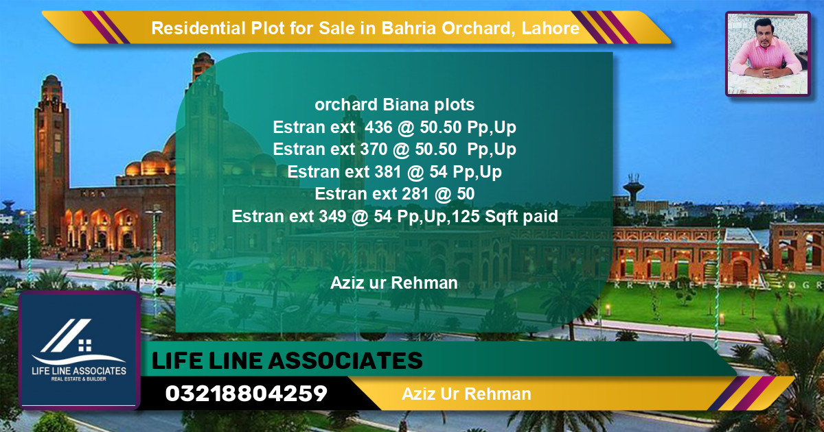 Residential Plot for Sale in Bahria Orchard, Lahore - (BP-96265)