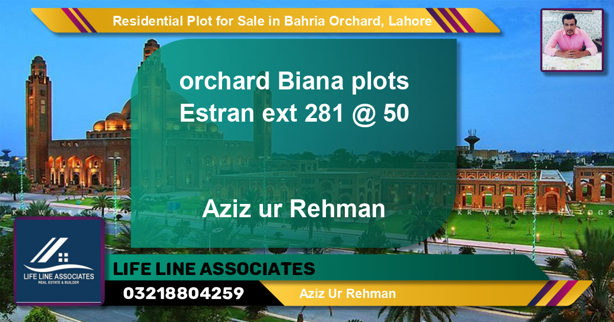 Residential Plot for Sale in Bahria Orchard, Lahore - (BP-96276)