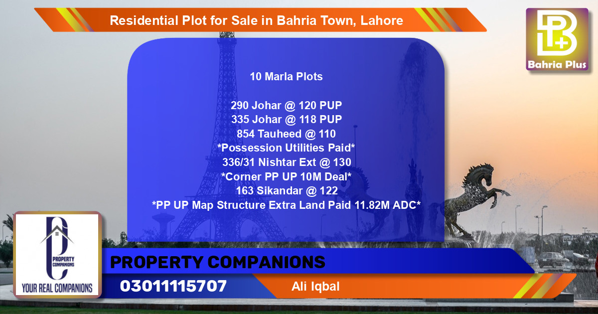 Residential Plot for Sale in Bahria Town, Lahore - (BP-96284)