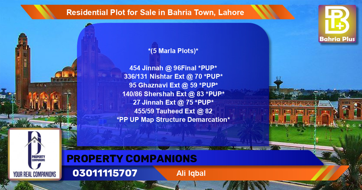 Residential Plot for Sale in Bahria Town, Lahore - (BP-96286)