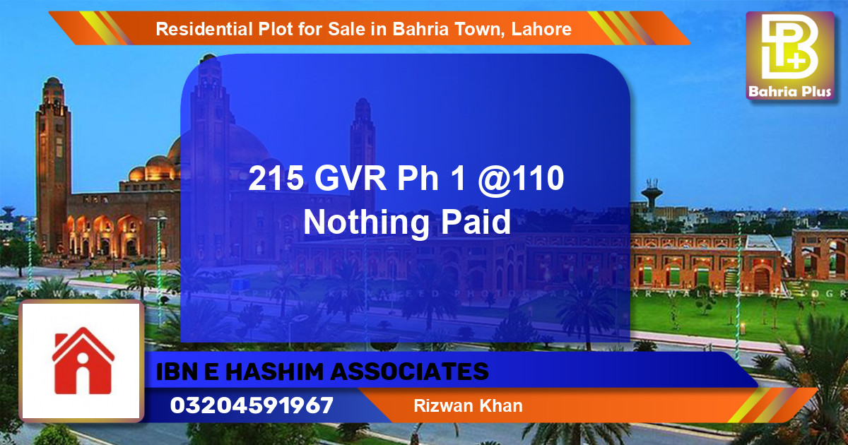Residential Plot for Sale in Bahria Town, Lahore - (BP-96291)