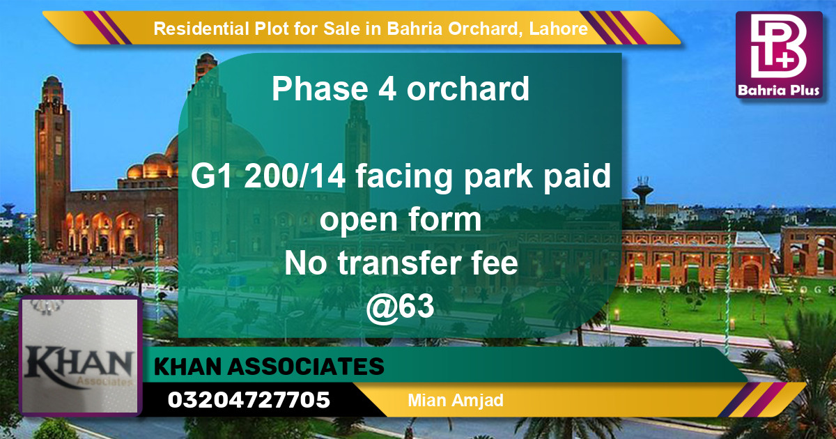 Residential Plot for Sale in Bahria Orchard, Lahore - (BP-96297)