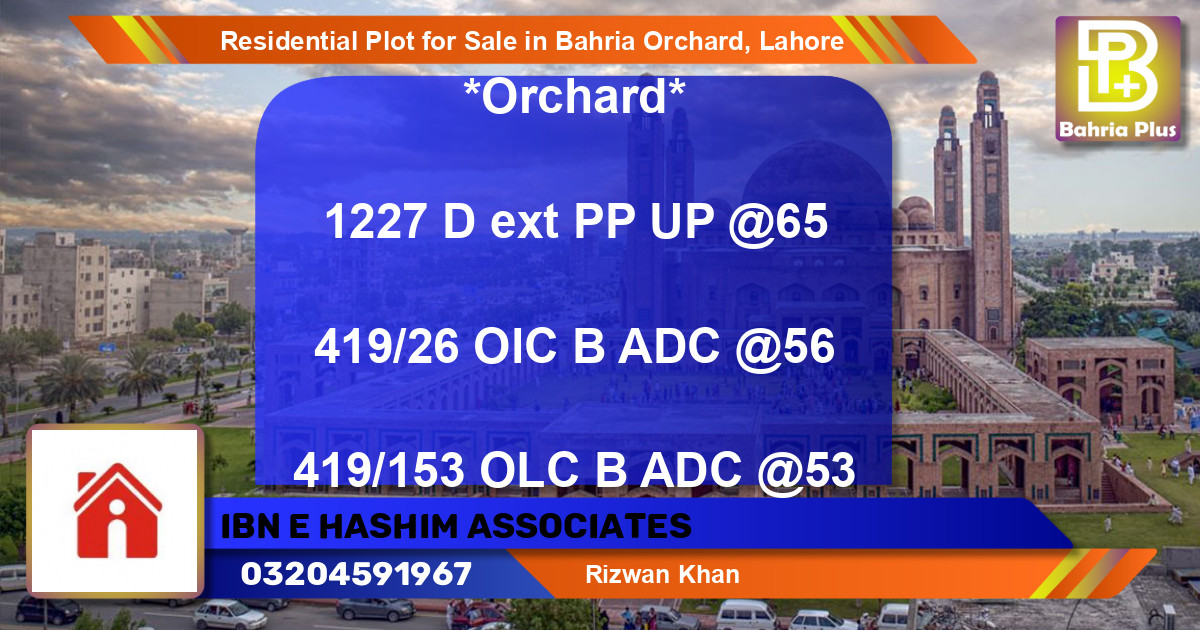 Residential Plot for Sale in Bahria Orchard, Lahore - (BP-96298)