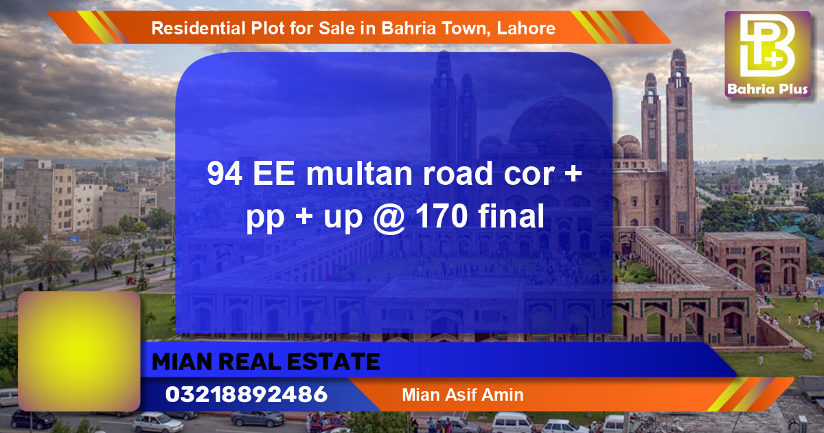 Residential Plot for Sale in Bahria Town, Lahore - (BP-96299)