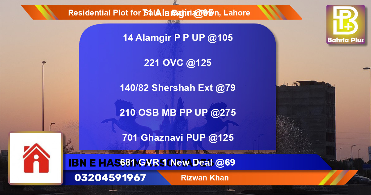 Residential Plot for Sale in Bahria Town, Lahore - (BP-96304)