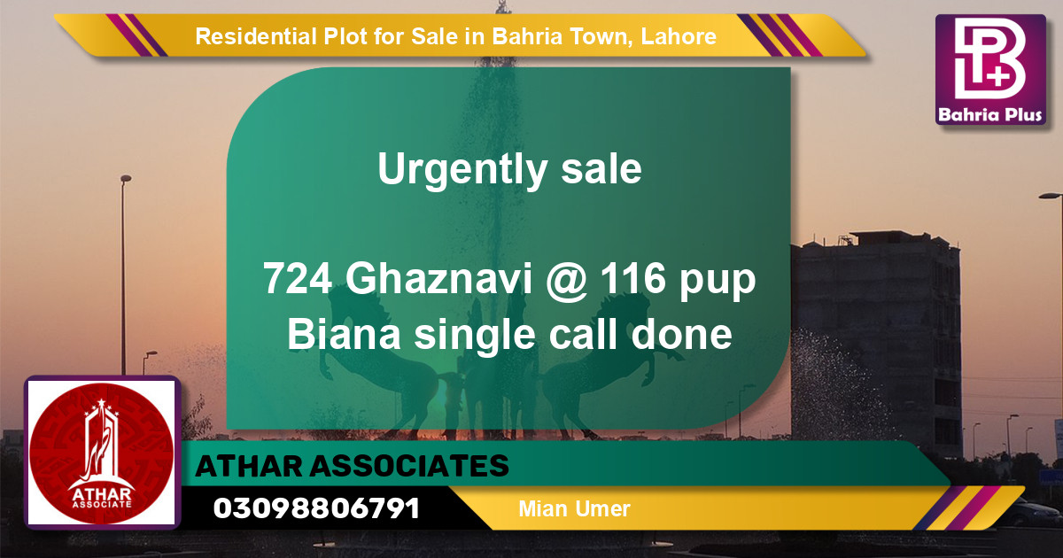 Residential Plot for Sale in Bahria Town, Lahore - (BP-96308)